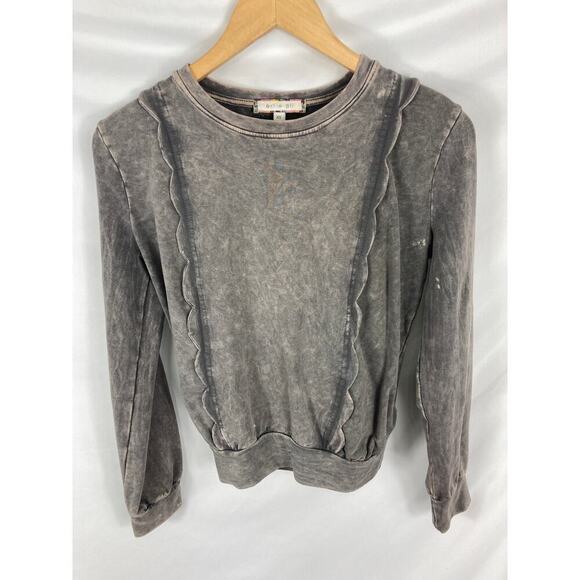 Eri + Ali Weckerlie Scalloped Acid Wash Sweatshirt Size XS - Picture 2 of 5